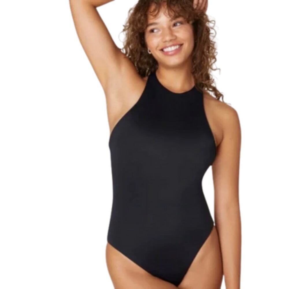 Andie Swim The Luzon One Piece Halter Swimsuit Black Size Medium NEW